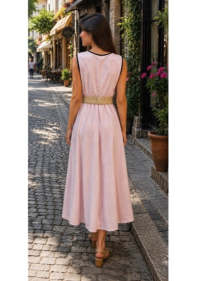 Eren Style İtalyan Belden Dolamalı Anvelop Keten Elbise Boyu:126 Cm'dir. Pudra Eren Style İtalyan Belden Dolamalı Anvelop Keten Elbise Boyu:126 Cm'dir. Pudra