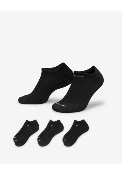 Nike Everyday Plus Cushion Sx6889-010 Antrenman No-show Çorapları 3 Çift Sıyah