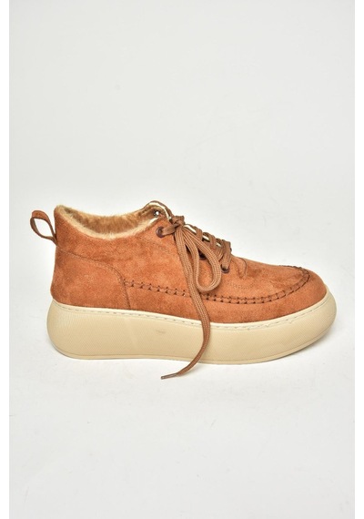 Fox Shoes T811845302 Taba Süet Kalın Tabanlı Kadın Ayakkabı Taba-süet Taba