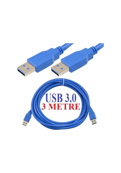 3 Metre USB 3.0 Uzatma Kablosu Erkek - Erkek Uzatıcı HDD Kablo