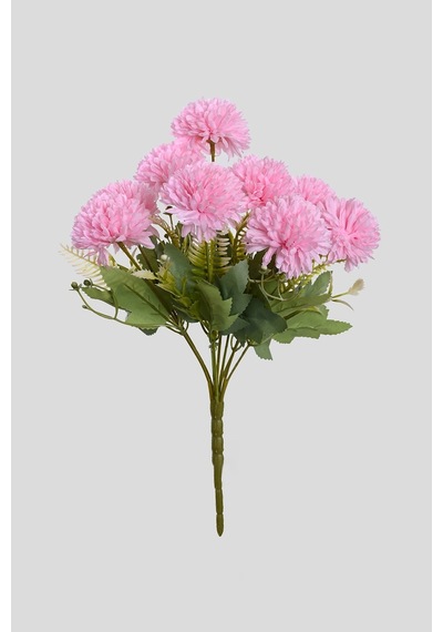 Pembe Yapay Krizantem Çiçeği Demeti 9 Dallı Lüx İpeksi Dokulu 37 Cm