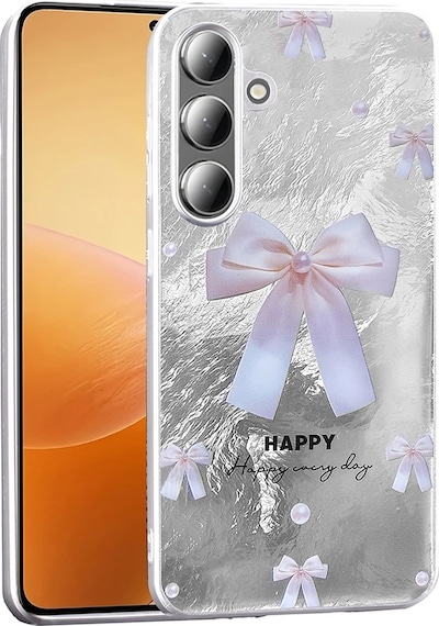 Galaxy Uyumlu S25 Plus Kılıf Desenli Zore Mep Kapak İncili Fiyonk