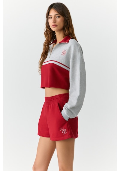 Urban Beat Mıkaela Kadın Dik Yakalı Crop Grimelanj Sweatshirt Grimelanj