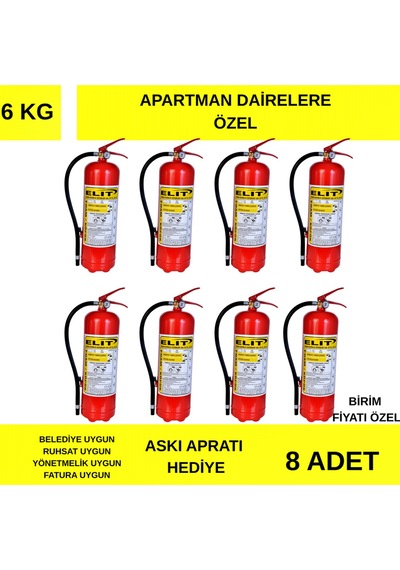 Daire Ve Apartmanlara Uygun 6 Kg Yangın Söndürücü + 4 Yıl Tarih + Askı Paratı