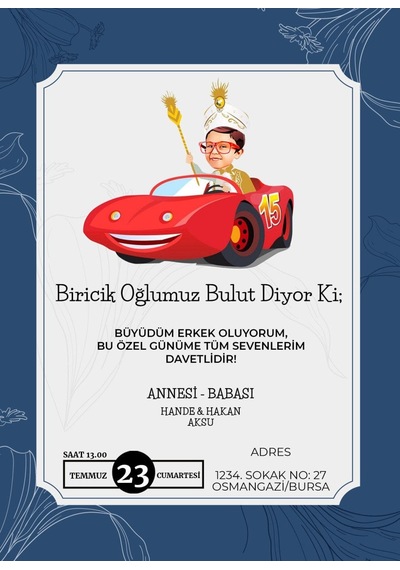 Bk Gift Kişiye Özel Bitmeyen Sünnet Davetiyesi Model 7