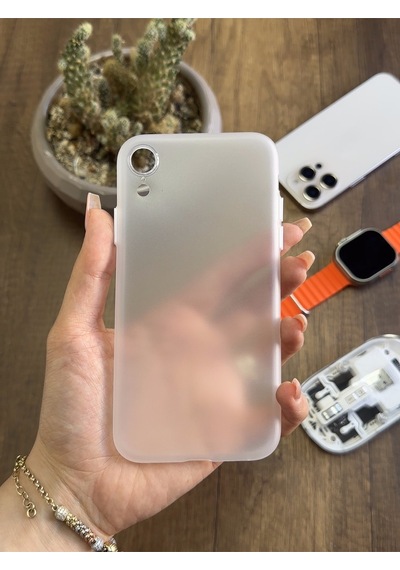 Apple iPhone Xr Uyumlu Süper İnce Mat Ultra Thin Silikon Kılıf Buzlu Beyaz