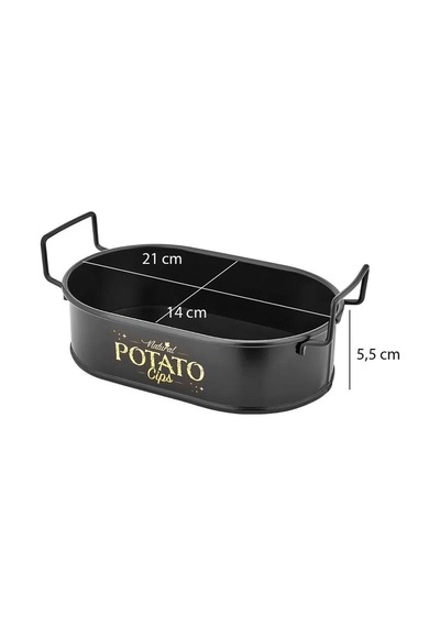 Patato Mini Oval Patates & Cips Sunumluk 21 Cm 3 Adet Siyah Siyah
