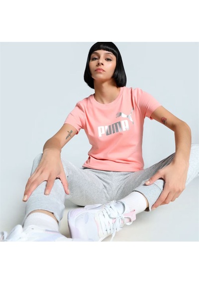Puma Metallıc No.1 Logo Tee Pembe Kadın Spor Tişört - 631536 18
