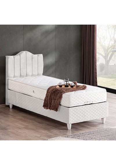Trend Tek Kişilik Baza Başlık Letto Yatak Seti Beyaz 100 x 200