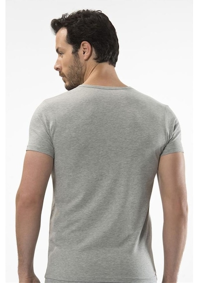 Cacharel 1306 V Yaka Kısa Kollu Erkek T-shirt - Gri Melanj Gri Melanj