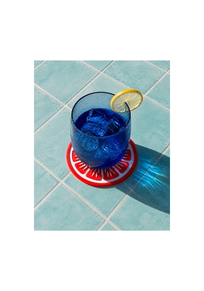 3dmarketi Limon Desenli Renkli Bardak Altlığı Çap 10 Cm 4'lü Çok Renkli