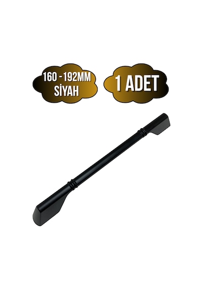 Saroz Düz Siyah Metal Dolap Kulpu Mobilya Ve Mutfak Dolap Kulpu Siyah 160-192mm 1 Adet Siyah