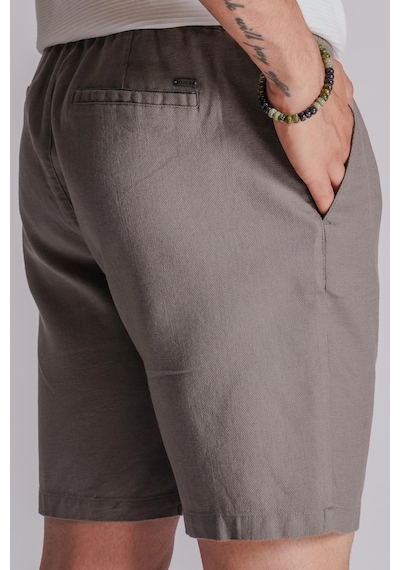 Braccas Erkek Yandan Cepli Beli Lastikli Keten Dokulu Relaxed Fit Jogger Şort Haki Haki