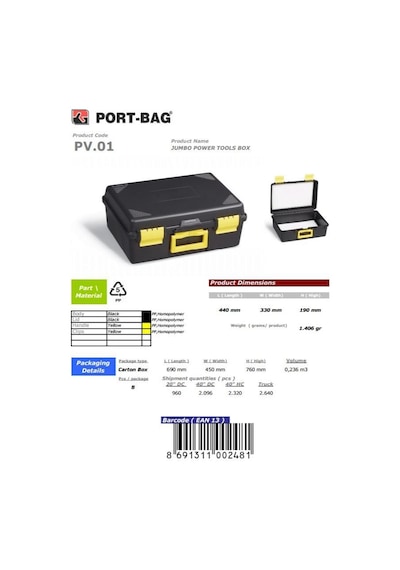 Portbag Pv01 Usta Takım Çantası Jumbo - Mccv-748769
