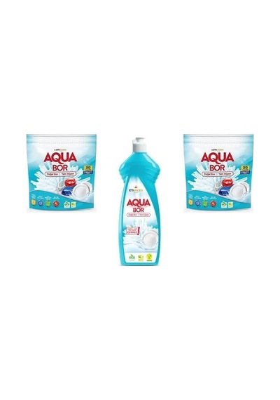 Aquabor Doğal Mineralli Tablet + Bulaşık + Tablet Set 0.75 LT - 2.5 LT - 12 KG