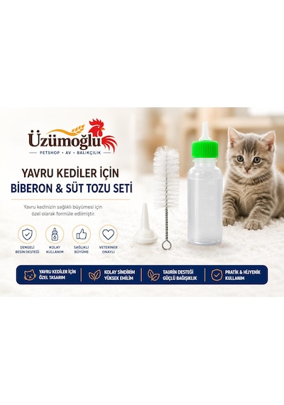 1 Adet Yavru Kedi Süt Tozu Ve Biberon Seti 200 Gr Yeni Doğan Ve Annesiz Yavru Kediler İçin Besleyici Süt Tozu