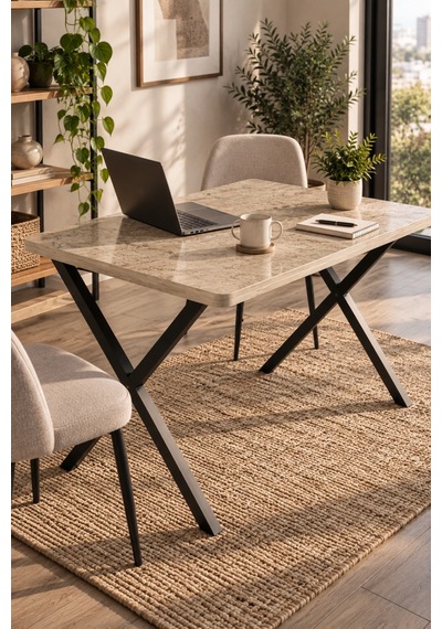 Sulorahome Modern Ahşap Görünümlü Mutfak Ve Yemek Masası 110x70 Cm Ahşap Desenli
