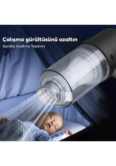 Ally ST-6644 Portatif Vakumlu Üflemeli Mini Araç Süpürgesi Siyah