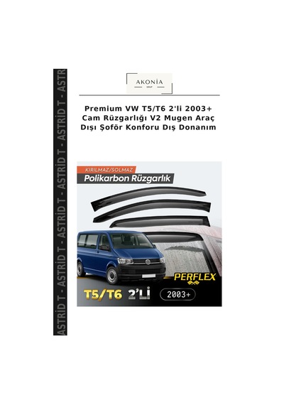 Premium Vw T5/t6 2'li 2003+ Cam Rüzgarlığı V2 Mugen Araç Dışı Şoför Konforu Dış Donanım