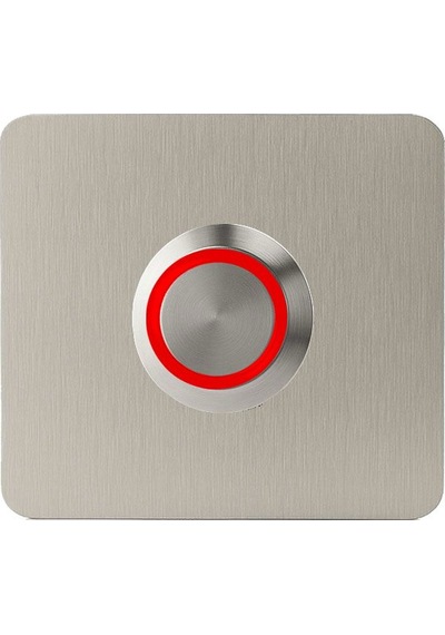 Lockway Z-401k Paslanmaz 304 Kare Zil Butonu 52x52mm Kırmızı Led