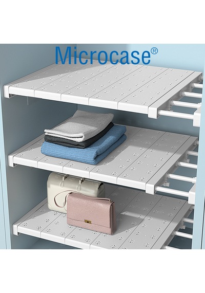 Microcase Uzunluk Ayarlamalı Dolap İçi Raf 35x48-80 Cm 3 Adet Al5705 Beyaz