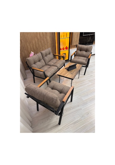 Houseart Menekşe Balkon, Bahçe,teras,cafe - Salon - Metal Kanepe Koltuk Takımı - 2 1 1 Sehpa Cappuccino Houseart Menekşe Balkon, Bahçe,teras,cafe - Salon - Metal Kanepe Koltuk Takımı - 2 1 1 Sehpa Cappuccino