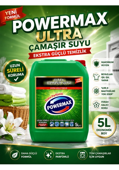 Powermax Ultra Çamaşır Suyu 5 L Güçlü Temizlik Tekli