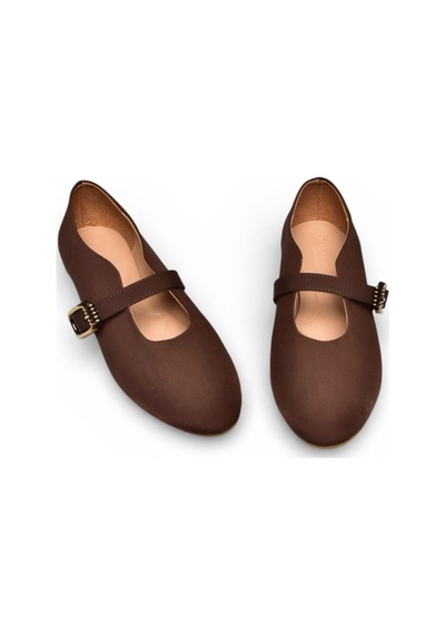 Fox Shoes Y820650204 Kahverengi Kumaş Toka Detaylı Şık Babet Kahverengi