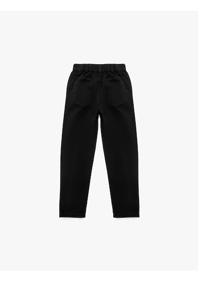 Koton Pamuklu Beli Lastikli Düğmeli Basic Pantolon Siyah 6skb40109tw Siyah