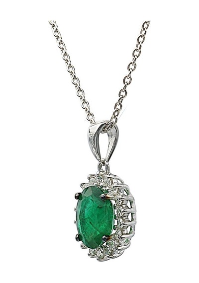 Pırlantalı Oval Zümrüt Anturaj Kolye N11.2341