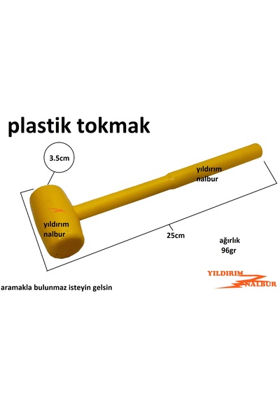 Plastik Tokmak Saplı 96gr Plastik Tokmak Çekiç Sarı