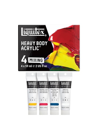 3699309 Professional Heavy Body Akrilik Boya, Sanatçı Kalitesinde, Mükemmel Işık Haslığı, Yağlı Tutarlılık, Renk Seti - 4 Renk Her Biri 59 Ml Tüp