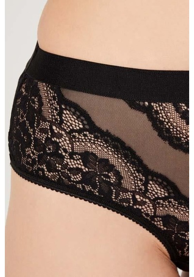 Cottonhill Dantelli Arkası Transparan Büyük Beden Bikini Külot 3'lü Paket-3 Çok Renkli 4