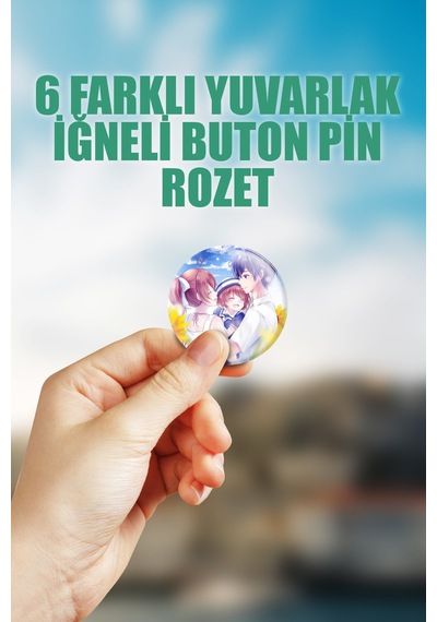 Clannad After Story Çanta Süsü Rozet İğneli Buton Rozet Seti 6 Adet Çok Renkli