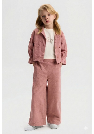 Xo Kids Kız Çocuk 3lü Alt Üst Kombin Takmı 4-8 Yaş Set0510 Gülkurusu