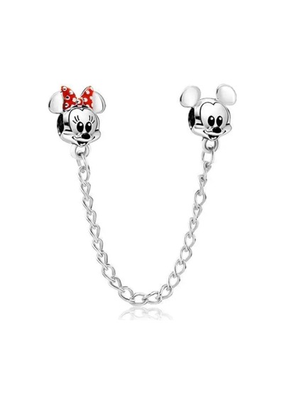 Mickey Mouse Ve Minnie Mouse Güvenlik Zinciri Charm Gümüş Kaplama