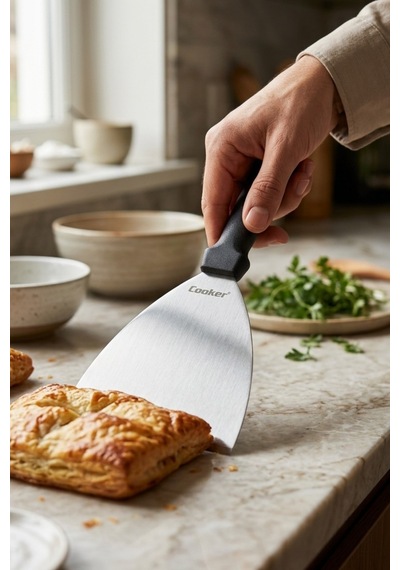 Cooker 12x24 Cm Düz Paslanmaz Çelik Spatula Yk1903 Siyah