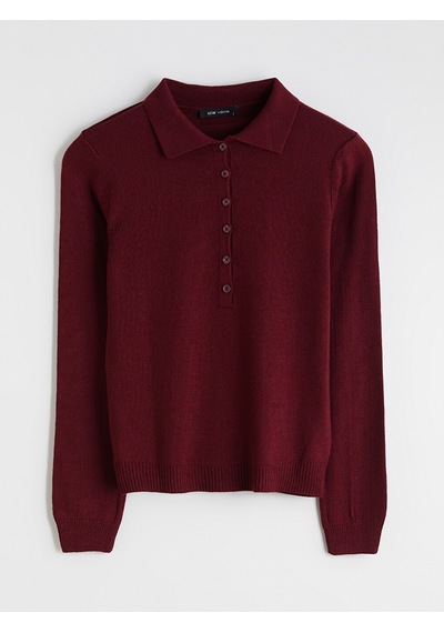 Lcw Vision Bordo Polo Yaka Kadın Triko Kazak
