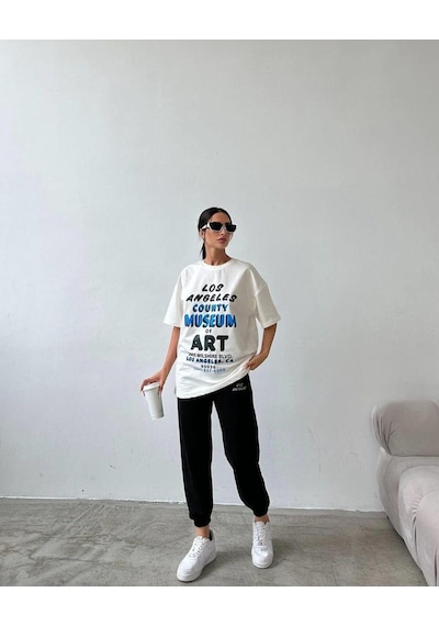Art Baskılı T-shirt Eşofman Altı Jogger-baskılı Alt Üst Eşofman Takım Oversize Bisiklet Yaka Siyah Art Baskılı T-shirt Eşofman Altı Jogger-baskılı Alt Üst Eşofman Takım Oversize Bisiklet Yaka Siyah
