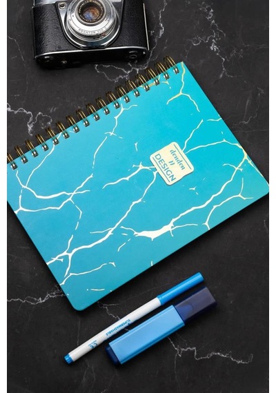 Denden Mermer Turkuaz 17x24 Çizgili Defter Turkuaz