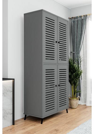 Enwood Deneb Mdf Gri 4 Kapaklı Panjur Kapak Ahşap Ayaklı Kiler