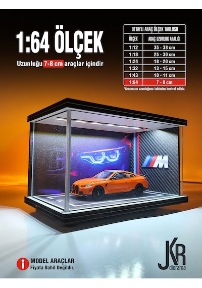 Fast And Furious V3 Diecast Led Işıklı Akrilik Korumalı Stand/diorama 1:64 Ölçek