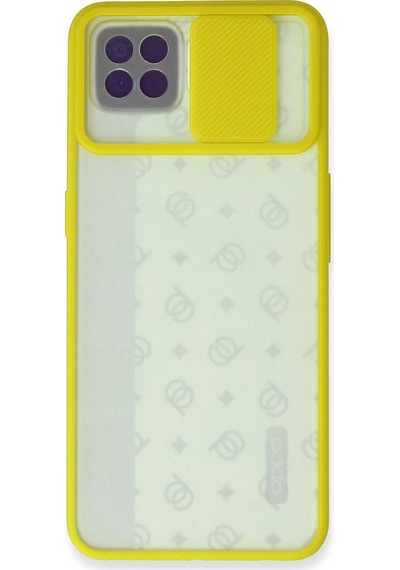 Newface Oppo Reno 4 Lite Kılıf Palm Buzlu Kamera Sürgülü Silikon Glblseme - 26 - Sarı