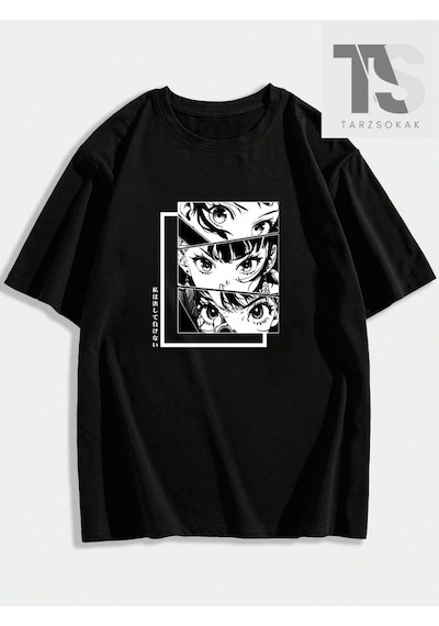 Tarzsokak Erkek Çiçek Slogan Baskılı T-shirt Siyah