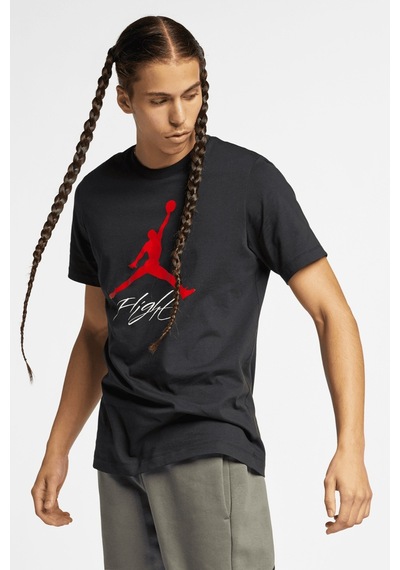 Nike Jordan Jumpman Flight Mens Tee Grafik Baskılı Pamuklu Erkek Tişört Siyah