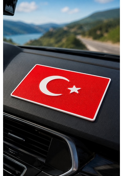Türk Bayrağı Torpido Üstü Kaydırmaz Ped Telefon Gözlük Anahtar Tutucu