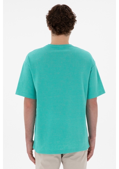 U.S. Polo Assn. Erkek Comfort Fit Bisiklet Yaka Mint Jakarlı İnterlok Tişört 50308448-VR090 U.S. Polo Assn. Erkek Comfort Fit Bisiklet Yaka Mint Jakarlı İnterlok Tişört 50308448-VR090