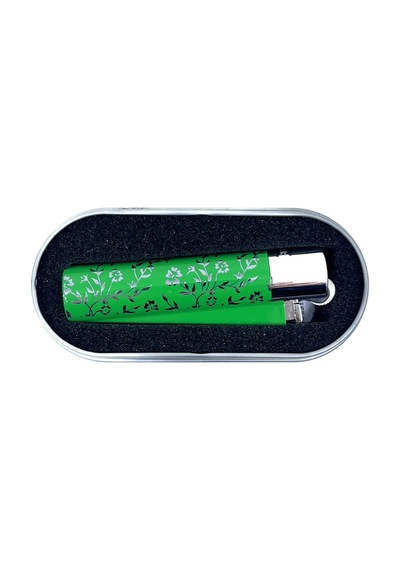 Clipper Green Pattern Metal Çakmak - Yeşil