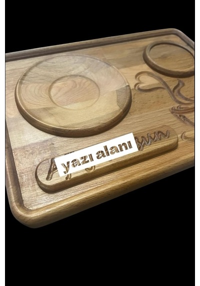 El Yapımı Kişiselleştirilmiş Ahşap Tepsi Cafe Ve Ev Kullanımı İçin Çay'kahve Sunum Tepsisi