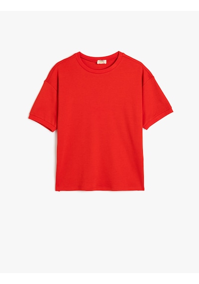 Koton Oversize Basic Tişört Kısa Kollu Bisiklet Yaka Pamuklu Kırmızı 5skb10003tk Kırmızı